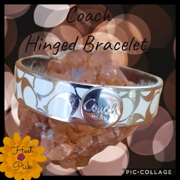 Coach Jewelry - COACH Silver and White Enamel Hinged Bracelet